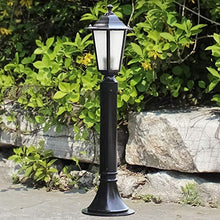 EliteBloom E27 Retro Black Outdoor Waterproof Patio Street Light Fixture Rust-Proof Metal Glass Lantern Landscape Path Lighting Villa Garden Lawn Grass Floor Lamp High Pillar (Height 110cm)