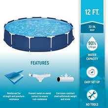 12ft x 30in Round Metal Frame Above Ground Pool Set with Liner and Pool