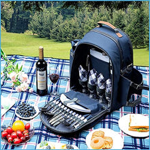 WJJDLLNP 4 Persons Picnic Backpack With Refrigerated Compartment Detachable Bottle Portable Camping Tableware Bag