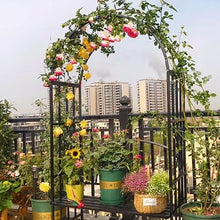 Garden Rose Arch with Bench, Metal Arbor Archway, Outdoor Patio Rose Trellis Pergola Climbing Plant Archway Tubular 114 cm Wide x 205 cm High, Black Garden Arbors and Arches Metal