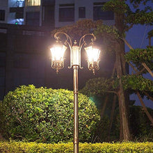 Post Lights Outdoor E27 Double Head 2.1M Retro Exterior Post Lantern Beveled Clear Glass High Pole Street Light Courtyard Waterproof Post Lighting Traditional Outdoor Landscape Post Light Pillar