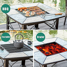 Fire Pits Outdoor Large Square Outdoor Fire Pit, Garden Party BBQ Cooking Fire Pit Barbecue Stove Stool Kit, New Home Gift
