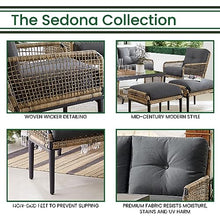 Hanover Sedona Outdoor 6-Piece Conversation Set Wicker Patio Furniture Charcoal/Tan