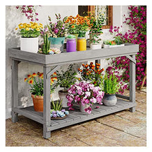 Garden Pot Bench Table, 2-Tier Plant Shelf,Indoor Outdoor Flower Pot Display Shelf Rack, Multiple Ladder Stand Planter Holder (Color : Grey, Size : 110x60x85cm)
