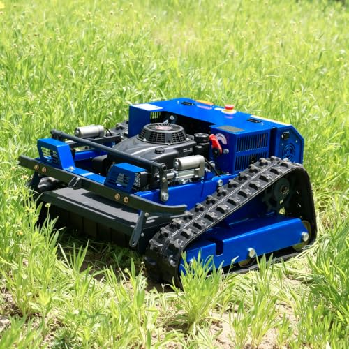 All-Terrain Remote Control Mower – 9HP Gas, 21.7" Cut, 45° Slope, 1600W Brushless, 360° Zero Turn – for Orchard, Hillside, Dense Brush – High-Efficiency Tracked Machine