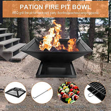 Fire Pit Outdoor Wood Burning Firepit, 18 Inch Firebowl with Fireplace Poker Waterproof Fabric, for Picnic d