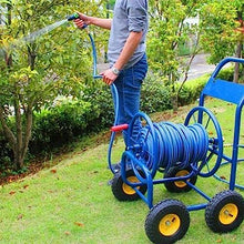 Outdoor Large Garden Hose Reel Cart with Wheels, Household Car Wash Cleaning Hose Storage Rack, Agriculture Irrigation Cart with Hose, Industrial Style Decoration Affordable Home Hose Set,90m (90m )