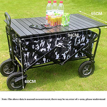 Freestanding Garden Cart Outdoor l Folding Beach Wagon Portable Heavy-Duty Shopping Carts for Groceries with Aluminum Alloy Folding Table Accessories (Black and White)