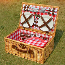 Storage Basket,Picnic Bags Garden&Outdoors Deluxe 4 Person Traditional Hamper with Cooler Compartment and Bottle Baskets Travel Camping
