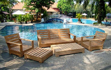 WholesaleTeakFurniture Luxurious 2 Piece Teak Lounge Chair Set with Ottoman Leveb Collection