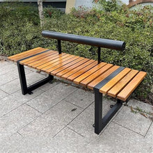 GRFIT Outdoor Bench Outdoor Bench for Park, Wooden Chair for Garden, with Lacquered Steel Structure, Rest Seat for Patio Garden Bench (Small)