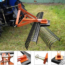 ActiveTrail 6 FT Landscape Rake for Tractors,3 Point Rake for Tractor Rock Rake with 37 Steel Tines and 360 Degree Rotation, Suitable for Category 1 and 2 Tractor,Orange