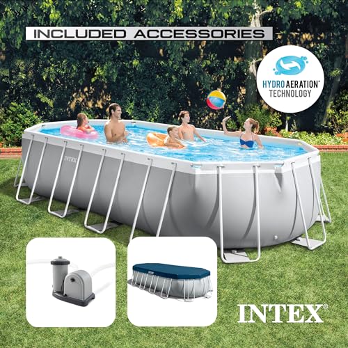 Intex Prism Frame Oval Swimming Pool Set Gray