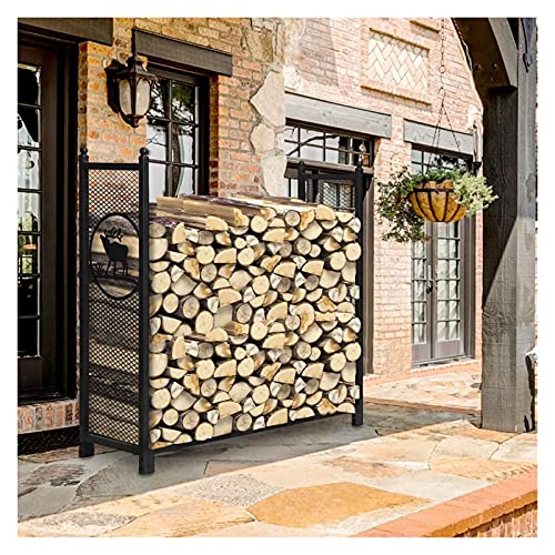 DOIBG Heavy Duty 48" Wood Storage Log Rack High Capacity Firewood Rack with Mesh Steel Log Holder Storage Stand for Fireplace Stove Fire Pit Patio Indoor/Outdoor Firewood Organizer