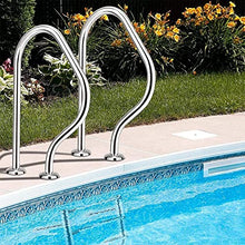 MSHOSAC 304 Stainless Steel Pool Handrail, Corrosion-Resistant Safety Rail with Base Plate & Covers for Backyard, Garden, Ladder & Stairs Support