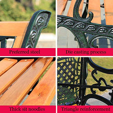 ELUKHT Garden Terrace Park Bench, Recreational Bench with mesh Pattern backrest and armrests, Solid Wood Seats and cast Iron Frame Garden Furniture (Combination 2)
