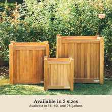 TITAN GREAT OUTDOORS Ash & Ember Grade A Teak Square Planter Box, 2 Cu FT / 14 Gal Fill Capacity, 18x18x20 Naturally Weather-Resistant Planters for Outdoor Plants, Outdoor Patio & Garden Decor