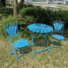 RNQZ 3 Piece Bistro Set with Flower Shape,Dining Set Patio Furniture Set Patio Table and Chairs,Outdoor/Indoor Use,Blue