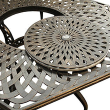 Oakland Living Rose Contemporary Modern and Ornate Traditional Outdoor Mesh Lattice Aluminum 63 inch Bronze Hexagon Dining Set with Lazy Susan and Six Chairs
