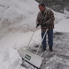 42 Inch Heavy Duty Commercial Snow Shovel with Polypropylene Blade and 48 Inch Lightweight Aluminum Handle, Wide Snow Pusher for Driveway, Parking Lot, and Large Area Snow Removal