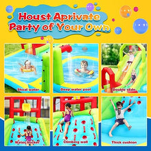 WELLFUNTIME Inflatable Water Slide Park with Splash Pool, Climbing Wall, Sport Balls, Water Guns, and Air Blower