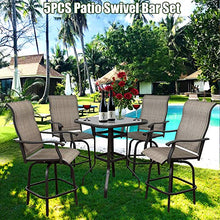 On Shine 5 PCS Outdoor Patio Swivel Bar Set with 4 Stools and 1 Table