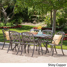 GDF Studio 7 Piece Cast Aluminum Outdoor Dining Set Shiny Copper