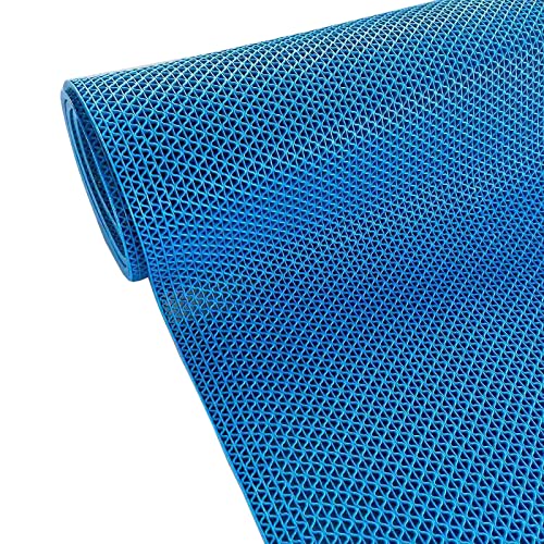 GONCBKVN Width 90cm/120cm Non-Slip PVC Drainage Mat Commercial Wet Area Floor Mats for Outdoor Indoor Restaurant Kitchen Bar Swimming Pool, 5mm Thick, Can Be Cut (Color : Blue, Size : 90cmx500cm)