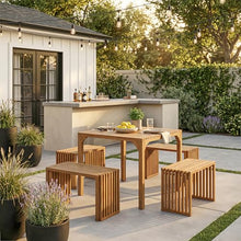 Riviera Extendable Dining Table Natural, Natural Dining Table, Modern Style, Solid Acacia Wood Rectangular Shape Tabletop, Solid Acacia Wood, Outdoor Dining, 33.5~59.1" W x 33.5" D x 29.9" H