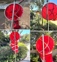 Airport Spinners Windsock Pole Kit, Wind Direction Measurement Sock Bag Outdoor, Reflective Winds Indicator Flags for Dock, Helipads, Farm(2.6 m pole)