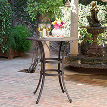 roomfitters Outdoor Cast Aluminum Bar Table Round Patio Bistro High Top Pub Table with Umbrella Hole for Garden Deck, Bronze