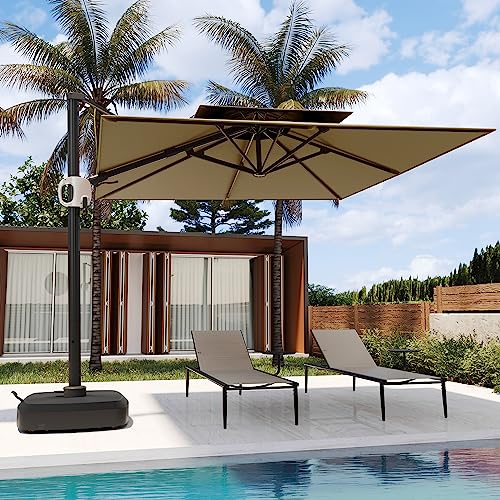 EAST OAK 10ft Square Patio Umbrella Tan