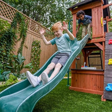 KidKraft Raptor Trail Wooden Swing Set with Twisty Ladder, Wavy Slide, Rock Wall Brown