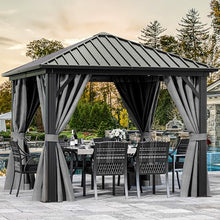 DWVO 10x10ft Hardtop Gazebo with Nettings and Curtains, Heavy Duty Galvanized Steel, Gray