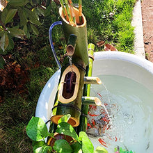 GenSDH Natural Bamboo Fountain with Pump, Water Features Outdoor Patio, Bamboo Water Fountains, Garden Fountains Outdoor, for Indoor Pond Fish Tanks Flower Pots, 100Cm,70cm