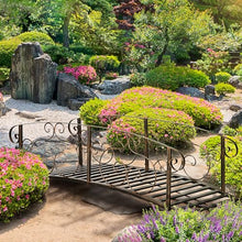 6' Metal Arch Garden Bridge with Safety Siderails, Arc Footbridge for Backyard Creeks, Streams, Ponds, Bronze