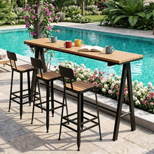 MISXEOE Outdoor Bar Table 47"-79", Wood Patio Bar Height Table High Counter Tables Rain/Sun Protection for Poolside Garden Balcony Restaurant Cafe, Indoor or Outdoor Use(Black 1,70.8"x15.7"x41.3")