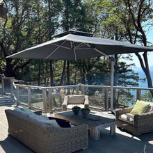 OROTLECT 12FT Double Top Square Deluxe Cantilever Umbrella With Base And Umbrella Cover,Gray