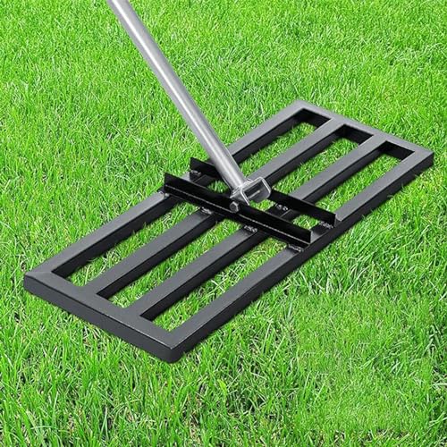 Aikimfuly Lawn Leveling Rake, Stainless Steel Golf Sand Bunker Rake, Multi-Directional Adjustable with Extended Rod Design for Beach, Golf Courses, High Jump