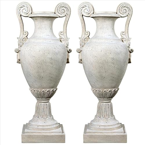 Design Toscano Chateau de Fontainebleau Architectural Garden Urn Set of Two Roman Stone