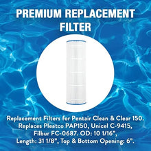 Doheny's PAP1501 Pool Spa Filter | Repl. Filter for Pentair Clean & Clear 150 | Replaces Pleatco PAP150, Unicel C-9415, Filbur FC-0687 | OD: 10 1/16”, Length: 31 1/8”, T & B Opening: 6” | 12-Pack