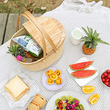 Storage Basket,Rattan Hand-Woven Garden Picnic Large Shopping Lid