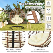 Merax Folding Hanging Egg Chair with Stand, Indoor Outdoor Wicker Hammock Swing Chair with Adjustable Anti-Slip Feet for Balcony, Bedroom, Garden