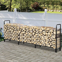 TXGJWRA 8ft/12ft Outdoor Heavy Duty Log Rack Firewood Storage Rack Holder Indoor Outdoor Wrought Iron Fire Log Stacker Stand Patio Wood Pile Rack Black,Black-12ft