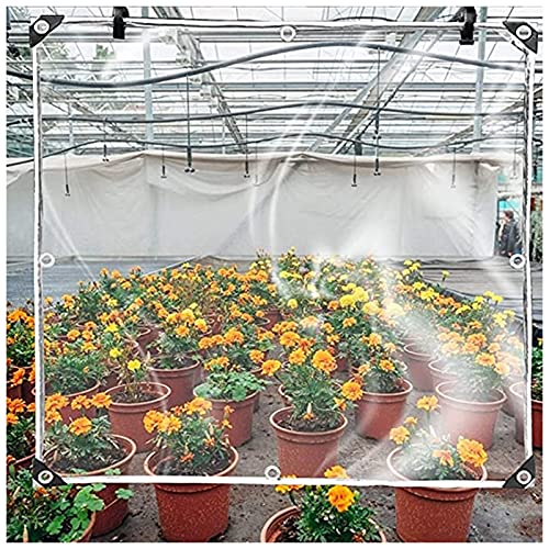 Clear Tarpaulin Outdoor Waterproof Garden Furniture Cover 0.3mm Thick Durable Frost Protection Tarpaulin for Camping Caravan Plant Customizable (Color : Clear, Size : 5x10m) (Clear 5x8m)