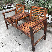 GVBNOTT Outdoor Garden Bench,Outdoor Garden Terrace Bench, Solid Wood Double Seat Balcony Table and Chair Combination, Leisure Park Bench with Backrest, Table with Umbrella Ho