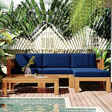 Yyuoqafn Outdoor Patio Wood 5-Pcs Sectional Sofa Seating Group Set w/Cushions 2 Corner+1 Armless Sofa+1 Ottoman+1 Tea Table