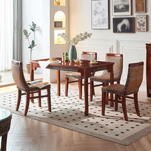 HEAIQI Coffee Table Wooden Dining Table Living Room Retro Rattan Rural Square Restaurant Negotiation
