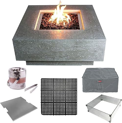 Elementi Manhattan 36" Propane Concrete Outdoor Fire Pit Table Bundle