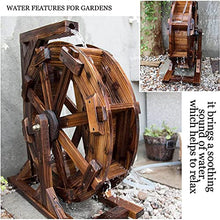 Water Wheel Fountain, Wooden Waterwheel Fountain, Outdoor Garden Water Fountain Decor, Waterfalls Floor-Standing Fountain, for Patio Backyard Porch Yard,35in